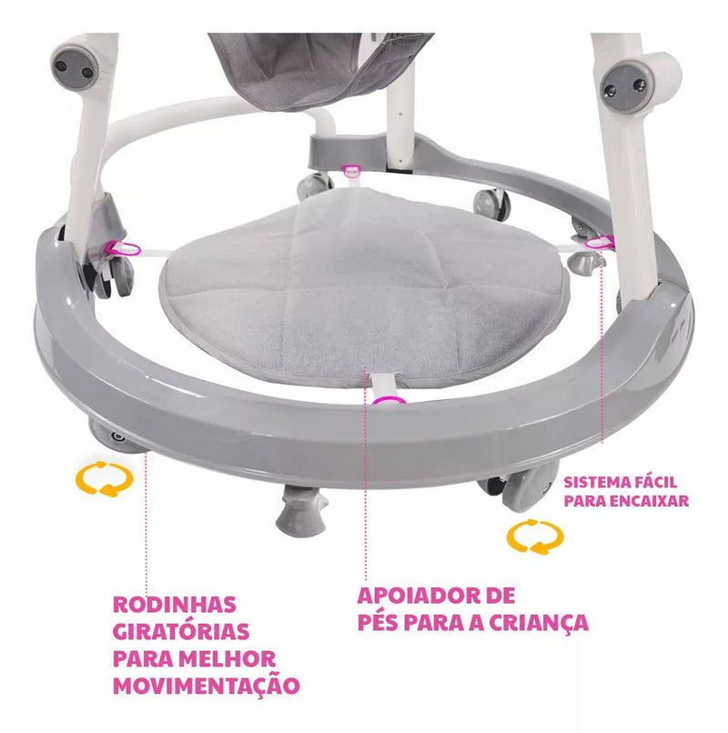 Andador Para Bebês Infantil Musical Premium Cor Cinza Conect Brinq MC923