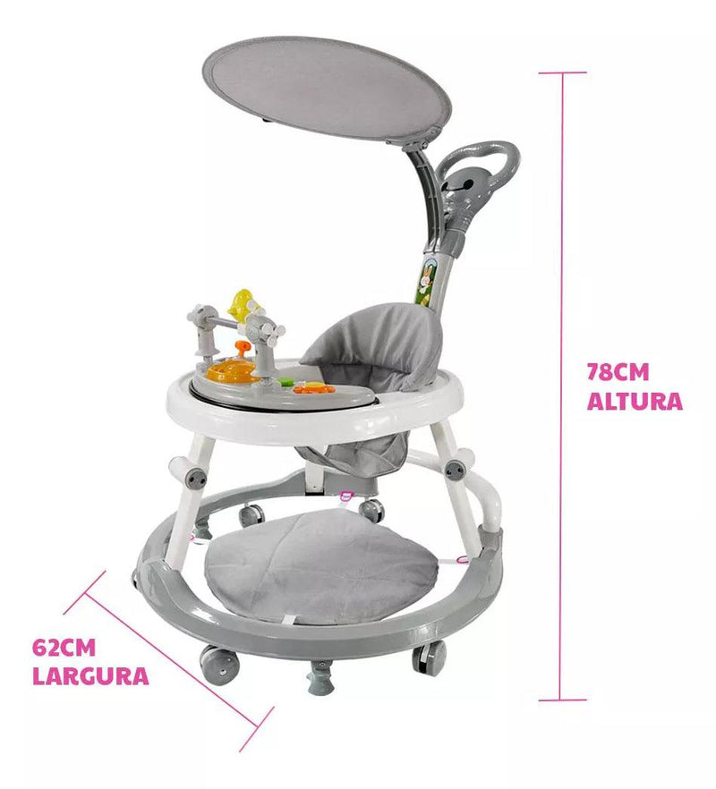 Andador Para Bebês Infantil Musical Premium Cor Cinza Conect Brinq MC923