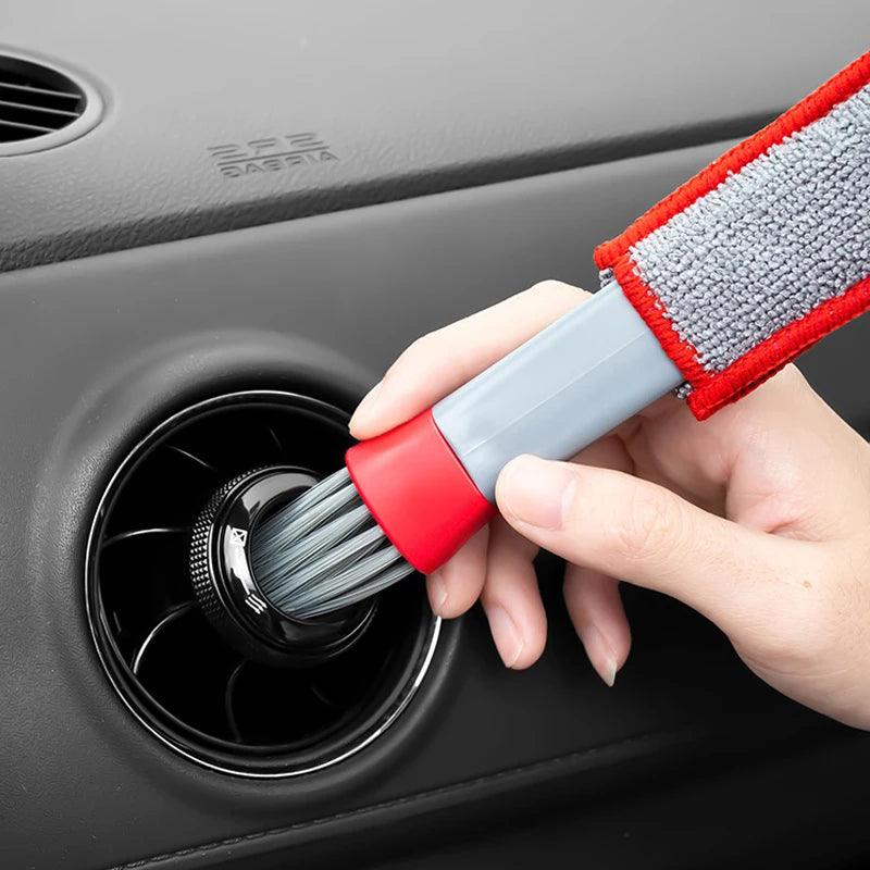 Escova de Limpeza Dupla para Carros - Ferramenta para Limpeza de Ventilação, Grades e Detalhes Internos