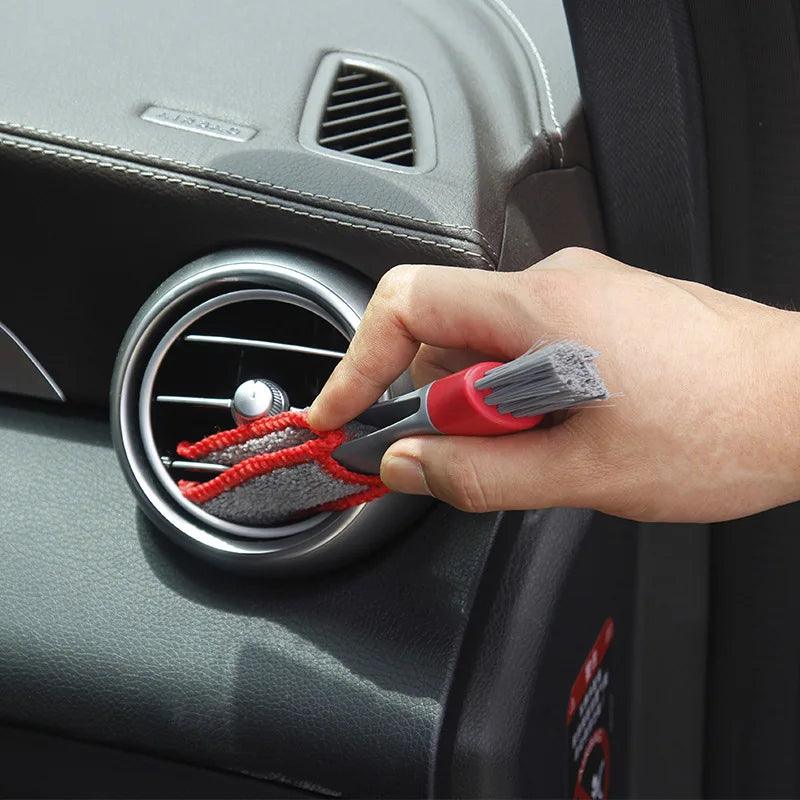 Escova de Limpeza Dupla para Carros - Ferramenta para Limpeza de Ventilação, Grades e Detalhes Internos