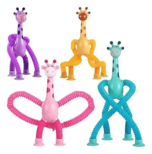 Brinquedo Sensorial Popit Girafa Telescópica Estica e Puxa Montessori