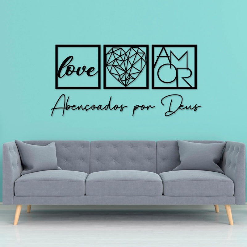 Quadros Decorativos MDF “Abençoados por Deus” – Kit com 3