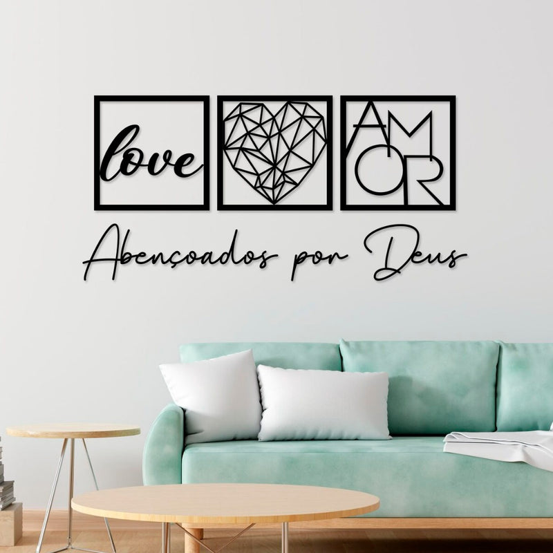 Quadros Decorativos MDF “Abençoados por Deus” – Kit com 3