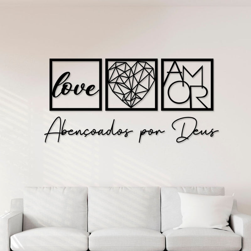 Quadros Decorativos MDF “Abençoados por Deus” – Kit com 3