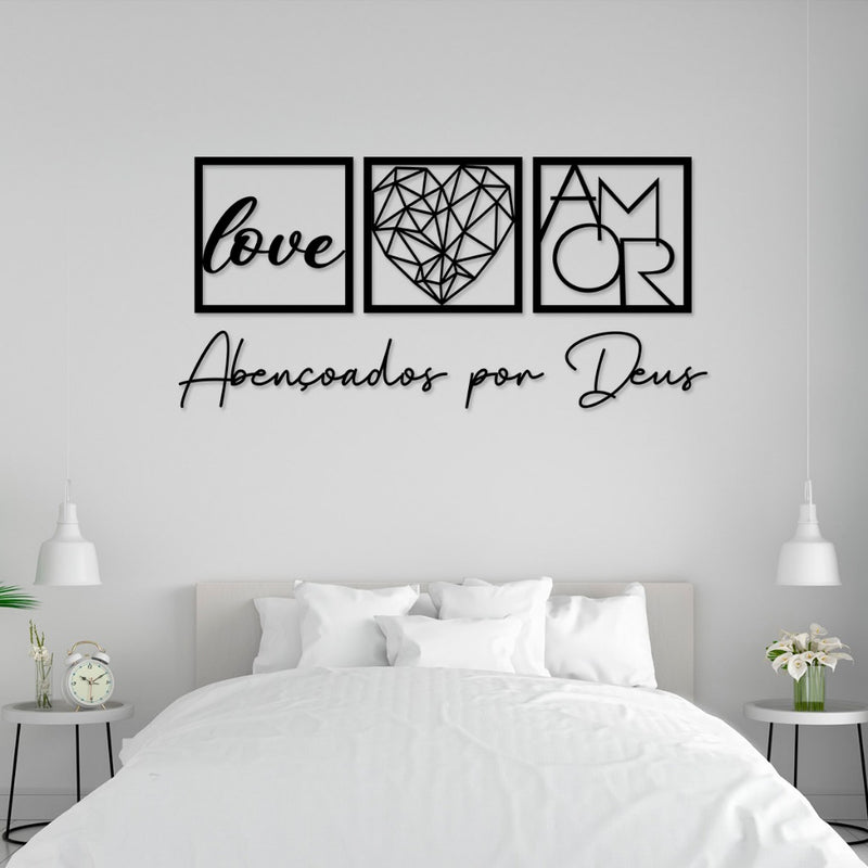 Quadros Decorativos MDF “Abençoados por Deus” – Kit com 3