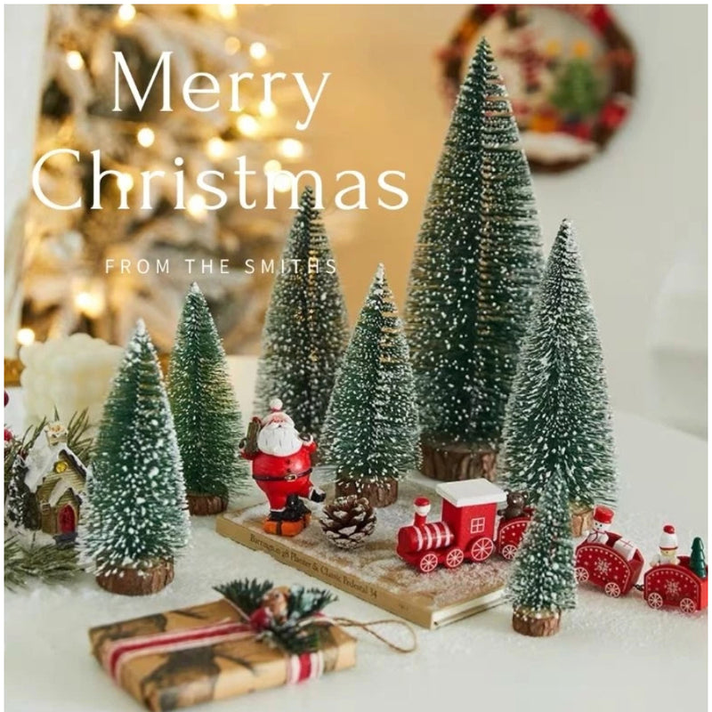 kit 2 Mini Arvore Pinheiro 15cm-20cm Natal Nevada Lembrancinha Festa Natalina Decoração Enfeite Mesa empresarial