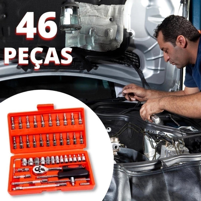 Jogo de Ferramentas com Catraca – Maleta 46 Peças Completa