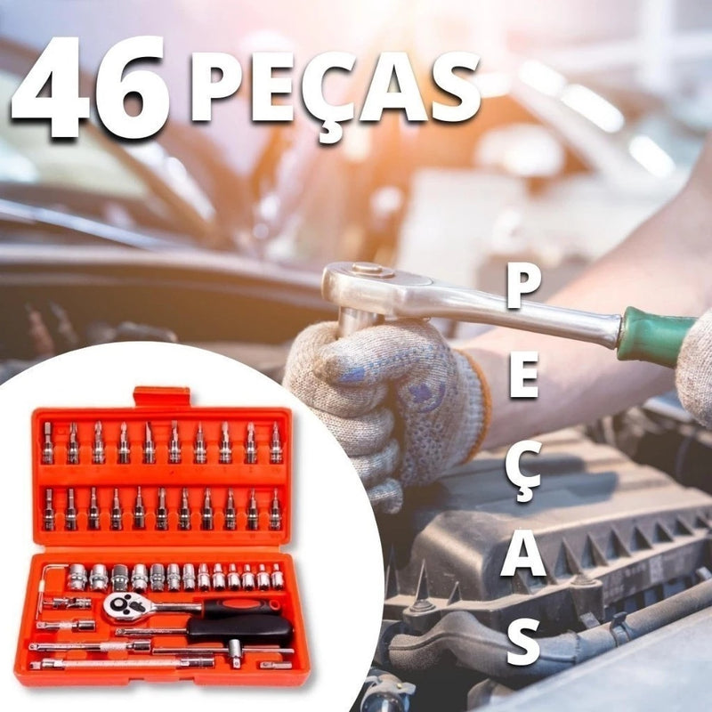 Jogo de Ferramentas com Catraca – Maleta 46 Peças Completa
