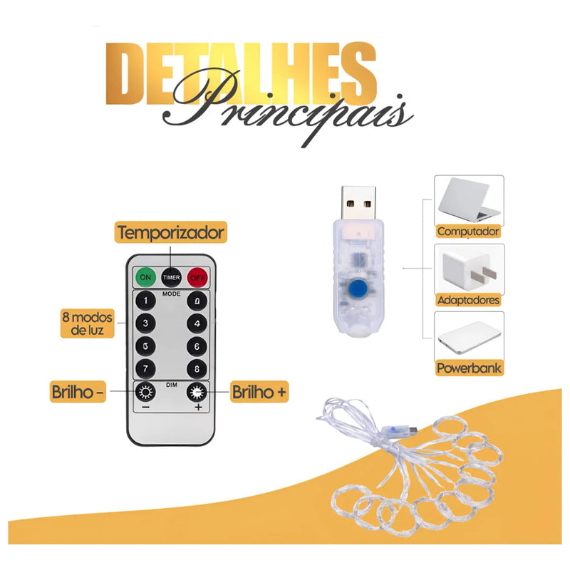 🎄 Combo Natal Completo - Cortina LED 3x3 + Cascata 400 LEDs  Decoração Profissional para Natal e Réveillon - Frete Grátis