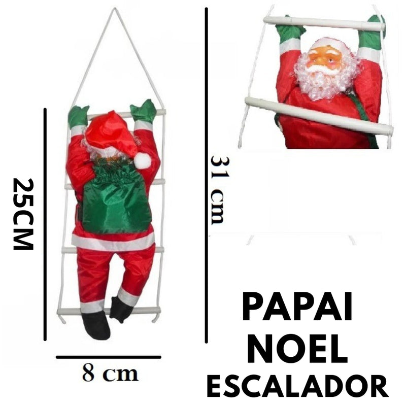 Papai Noel Subindo Escada 31x25x8 Grande Enfeite Natalino Decoração De Natal
