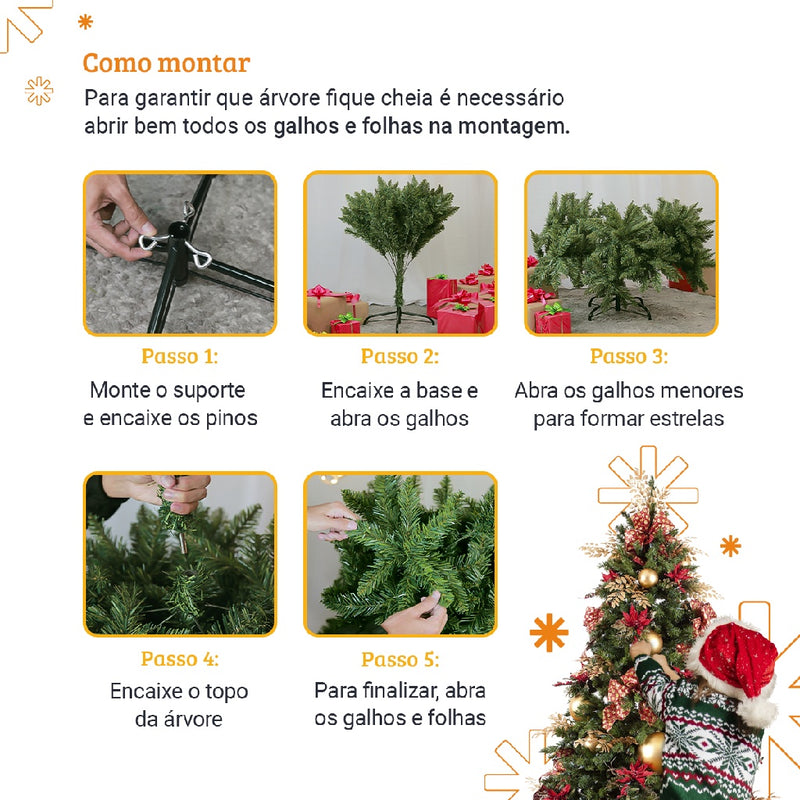 Arvore de Natal Pinheiro Tradicional 1,5m 1,8m 2,1m 400 800 1000 Galhos Ajustável Hastes Flexíveis Decoração de Natal