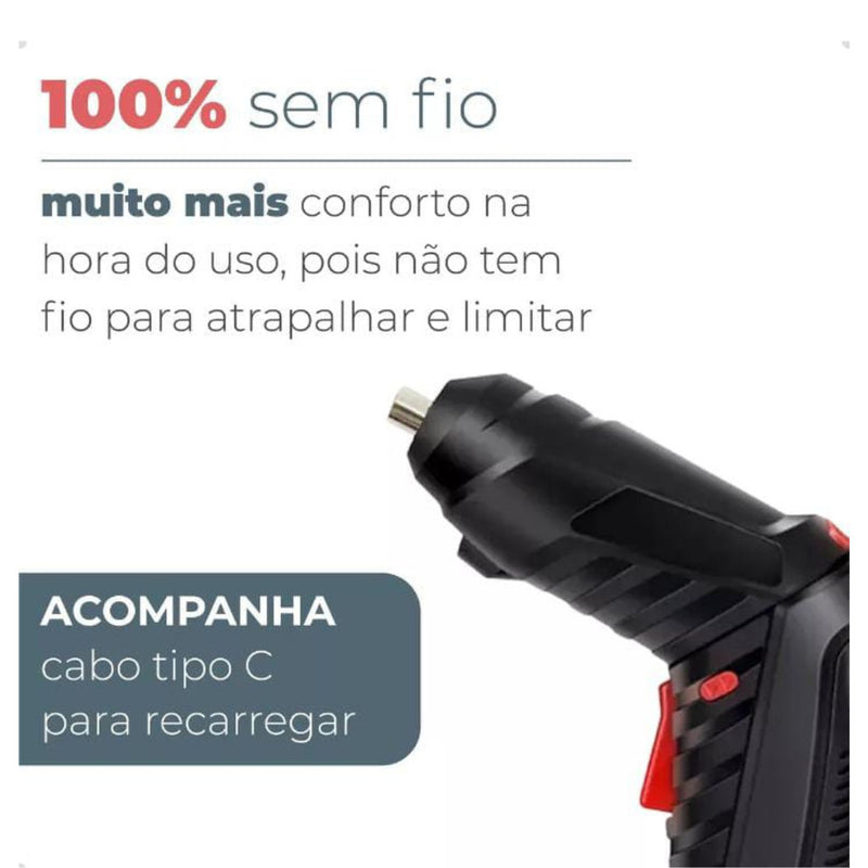 Parafusadeira Portátil USB Recarregável – Kit Básico Doméstico