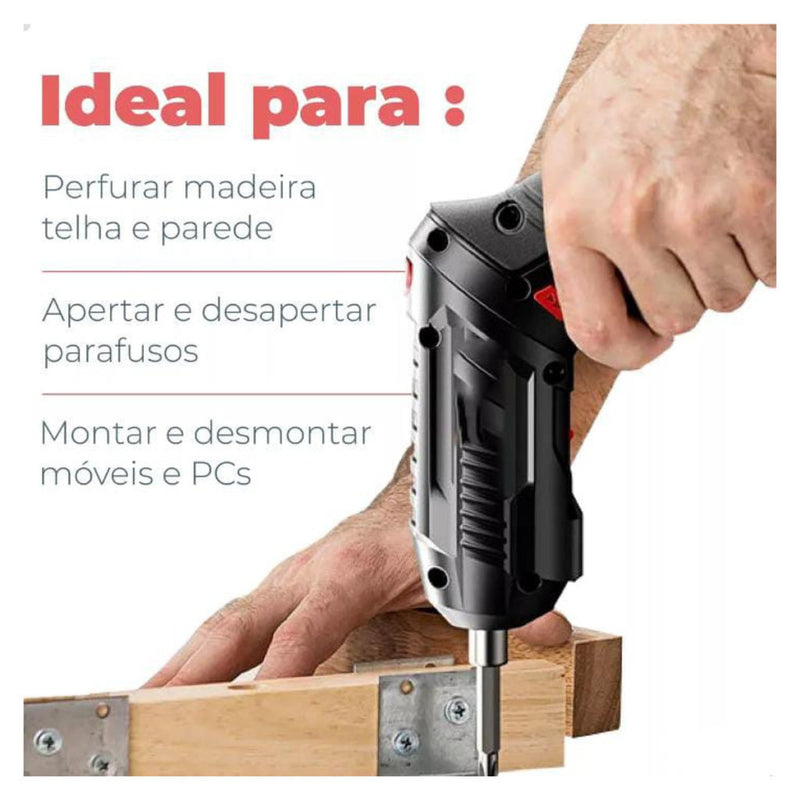 Parafusadeira Portátil USB Recarregável – Kit Básico Doméstico